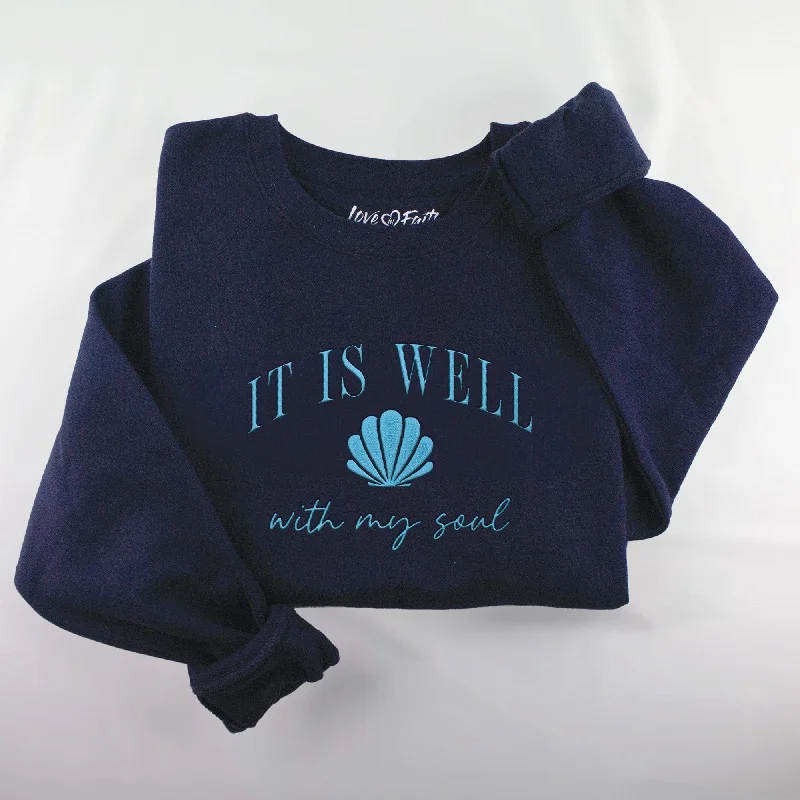 Fashion Forward Femme Embroidered It Is Well Crewneck Sweatshirt