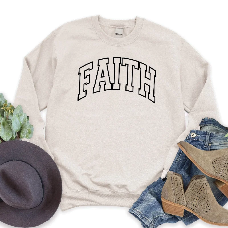 Trendy Urban Attire Embroidered Faith Sweatshirt
