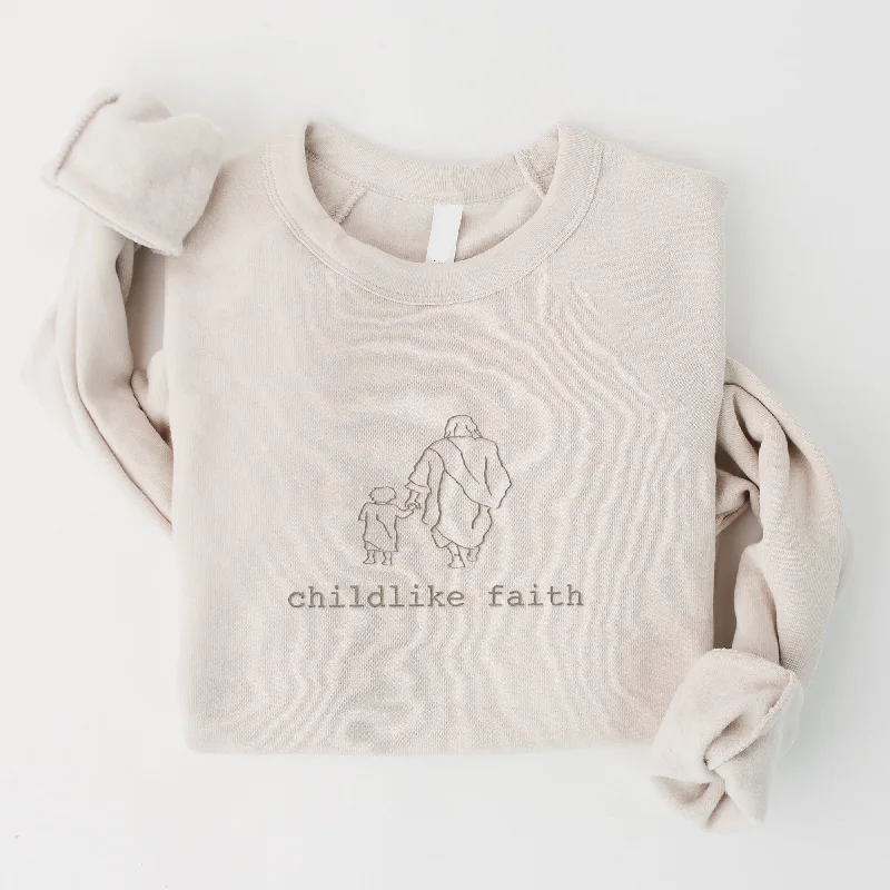 Travel Essentials Embroidered Childlike Faith Sweatshirt