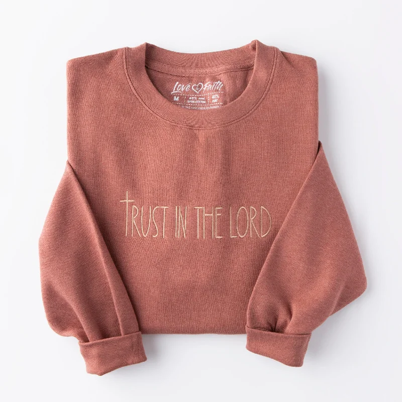 Fashion Forward Style Embroidered Trust in the Lord Sweatshirt