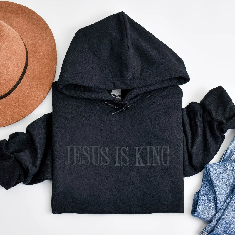 Special Offer Embroidered Jesus is King Pullover Hoodie