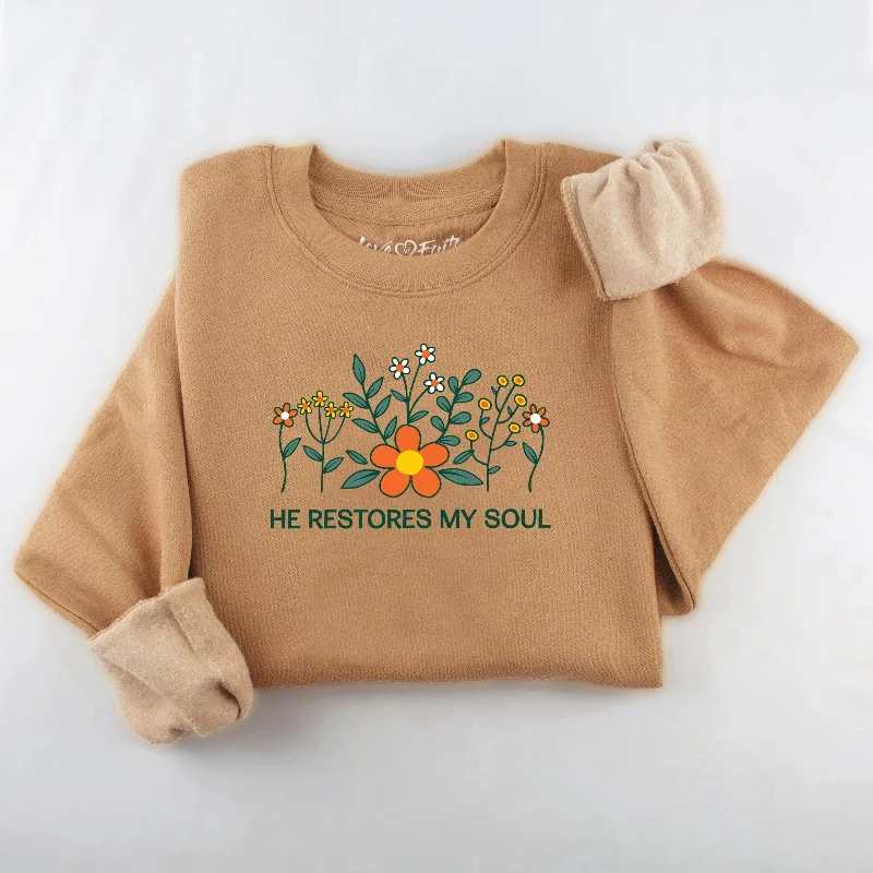 Trendy Attire For Her He Restores My Soul Sweatshirt