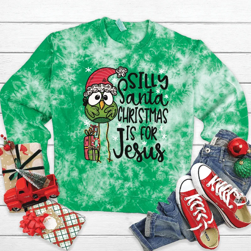 Casual Chic Silly Santa Tie Dye Sweatshirt - 0