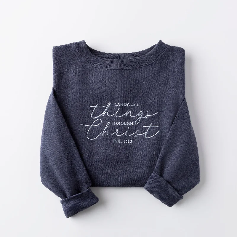 Durable Fashion Picks Embroidered I Can Do All Things Sweatshirt