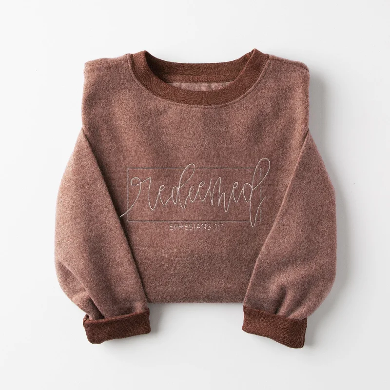 Art Deco Geometric Pattern Look Embroidered Redeemed Fuzzy Sweatshirt