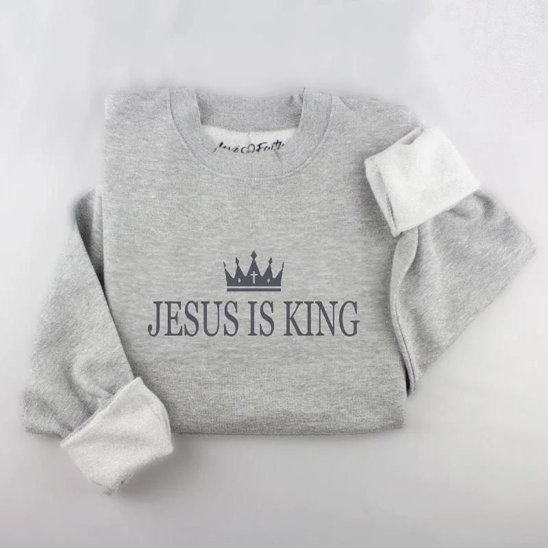 Now On Sale For Chic Urban Styles Embroidered Jesus Is King Sweatshirt