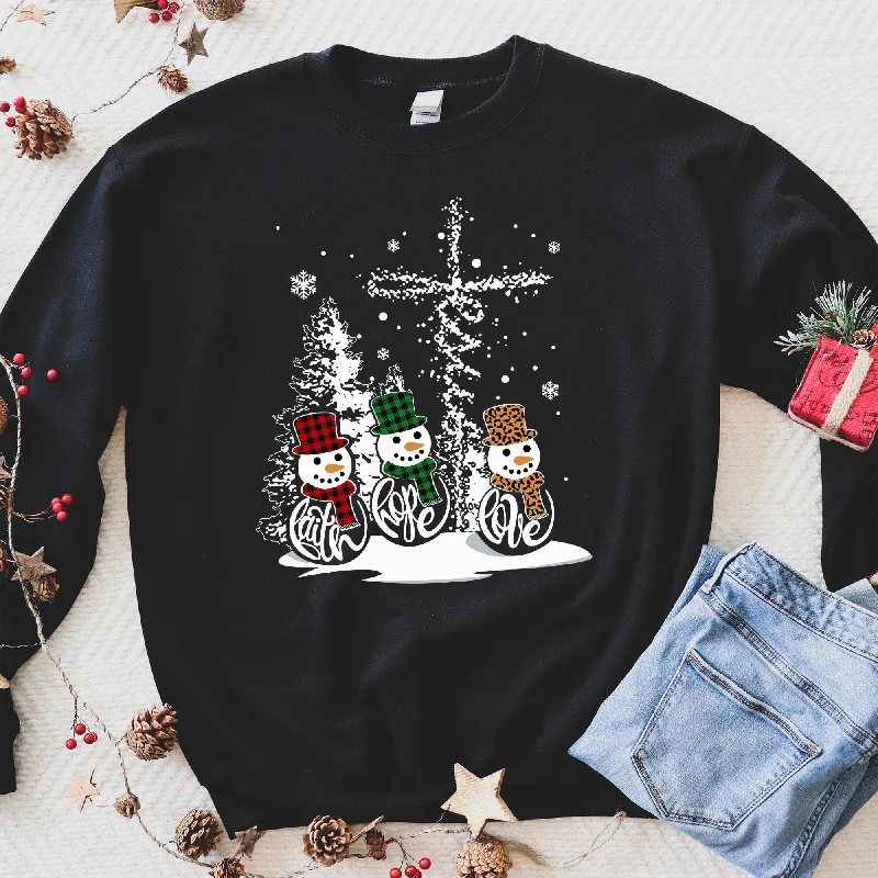 Style Beyond Borders Faith Hope Love Snowmen Sweatshirt