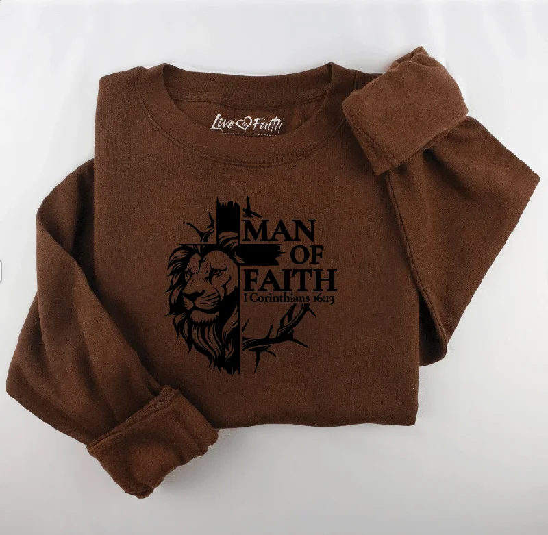 Chic Trends Unveiled Embroidered Man of Faith Men's Sweatshirt
