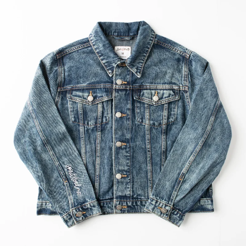 Mega Sales Vintage Washed Spirit Lead Me Denim Jacket
