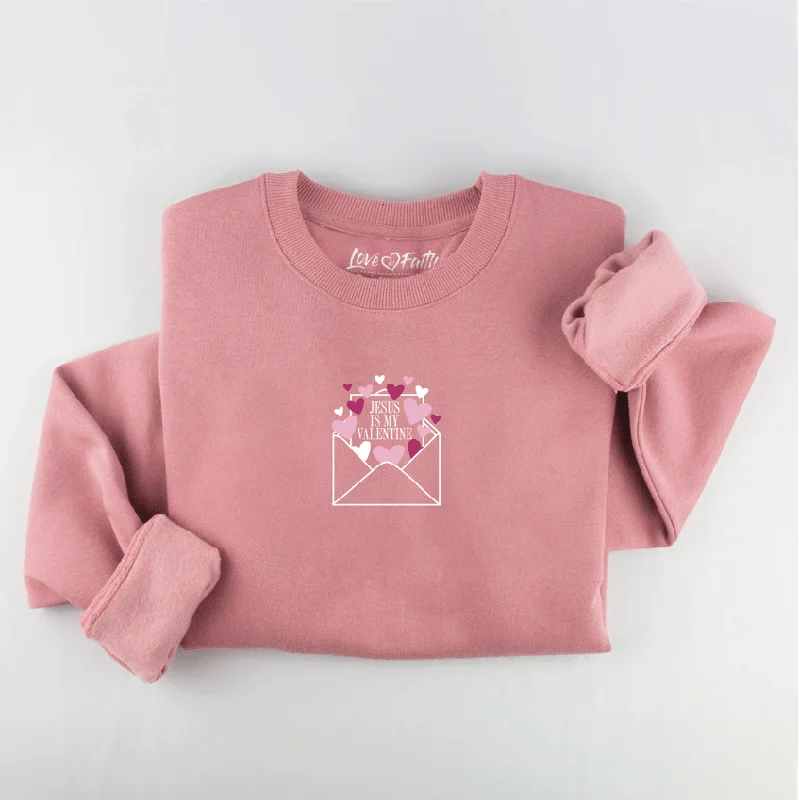 Disco - Inspired Retro Dance Look Embroidered Jesus is My Valentine Sweatshirt