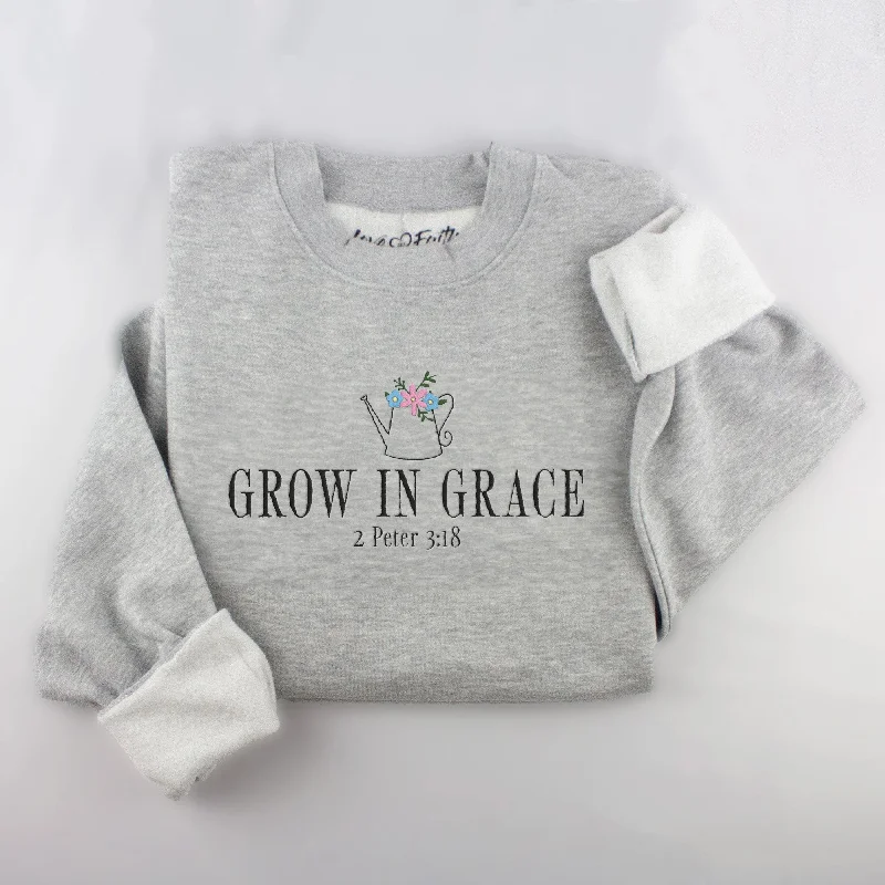 Style Revolution Embroidered Grow in Grace Sweatshirt