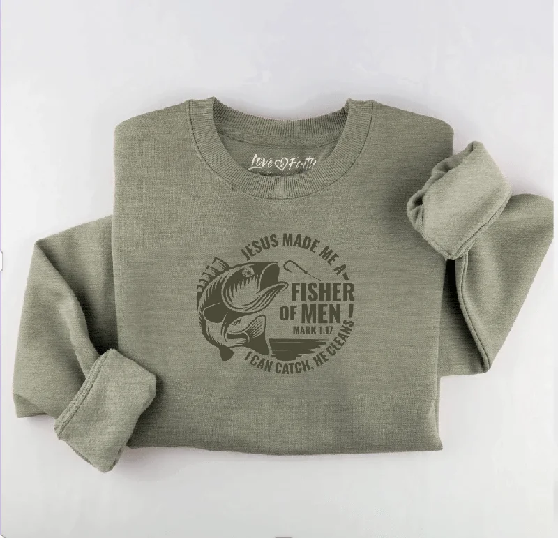 Feminine Grace Embroidered Fisher Of Men Men's Sweatshirt