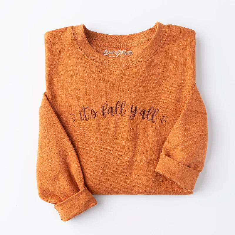 Timeless Elegance Redefined Embroidered It's Fall Y'all Sweatshirt