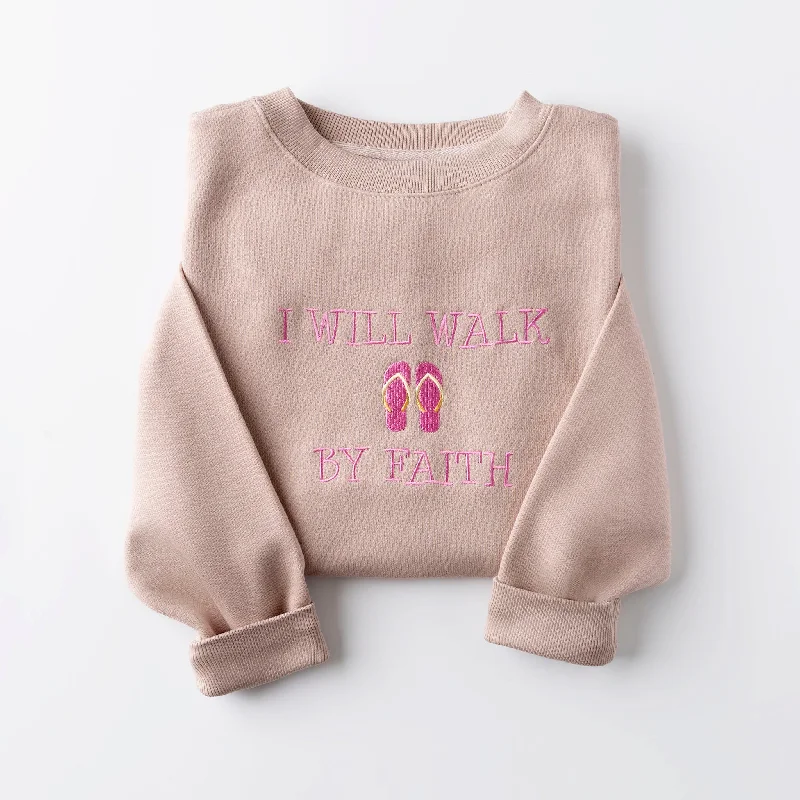 Best Deals Of The Season Embroidered I Will Walk by Faith Sweatshirt