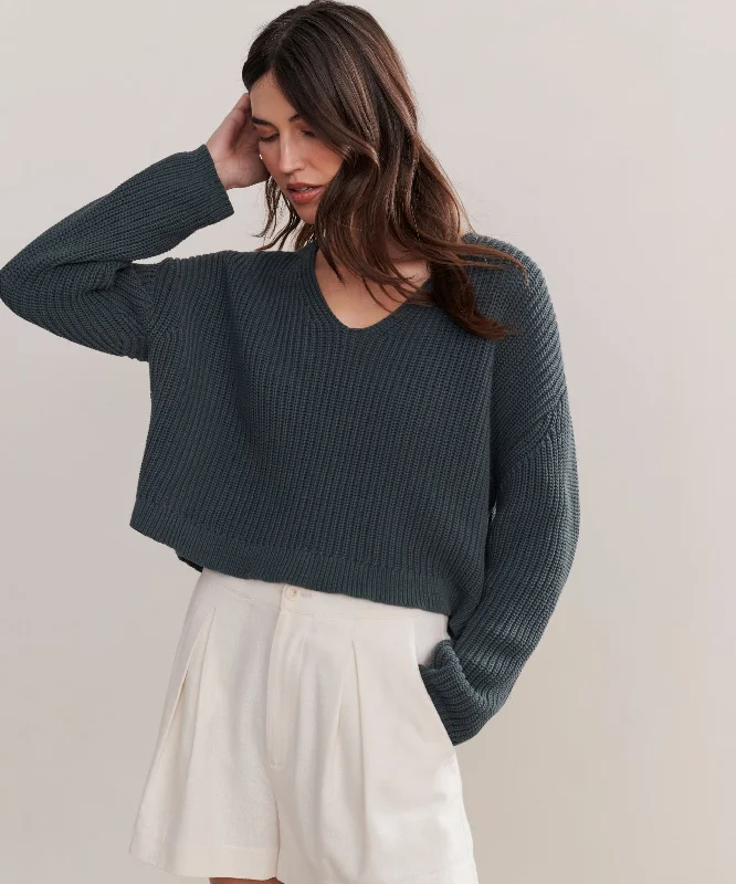 Chic & Cozy Apparel Cropped Cotton Cabin Sweater