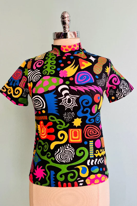 New Arrivals Mock Neck Top in Party Mix by Nooworks