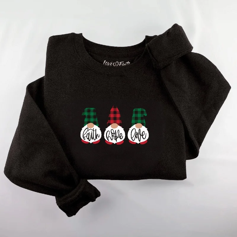 Luxury Comfort Embroidered Faith Hope Love Gnomes Sweatshirt
