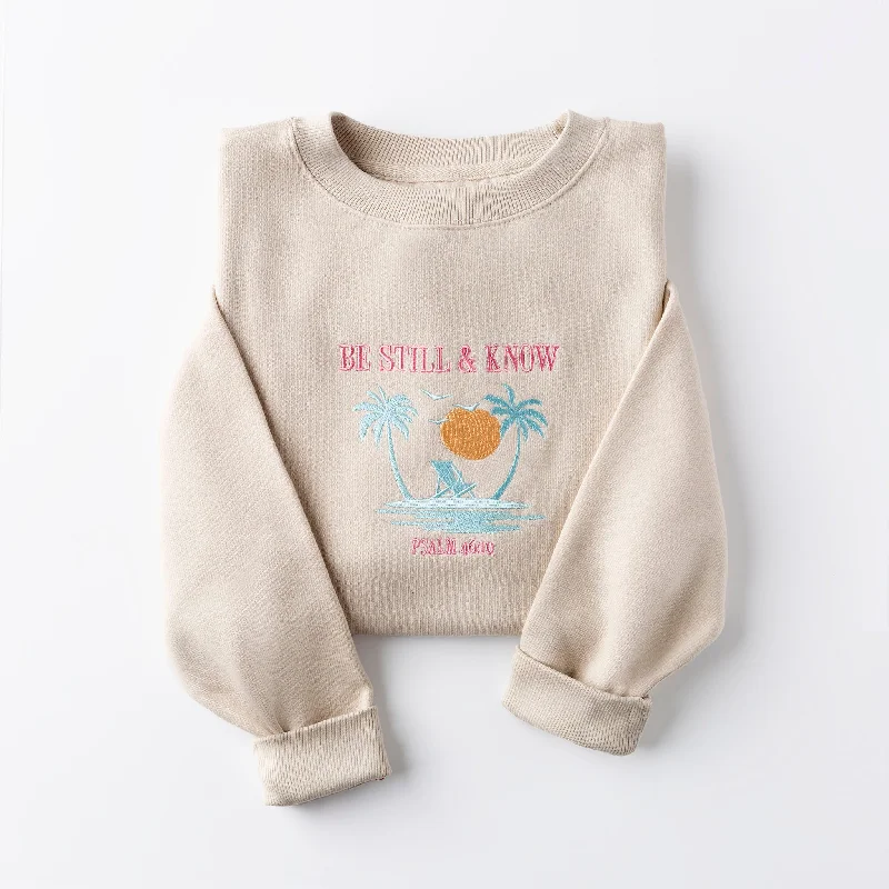 Graceful Cut Embroidered Be Still Sweatshirt