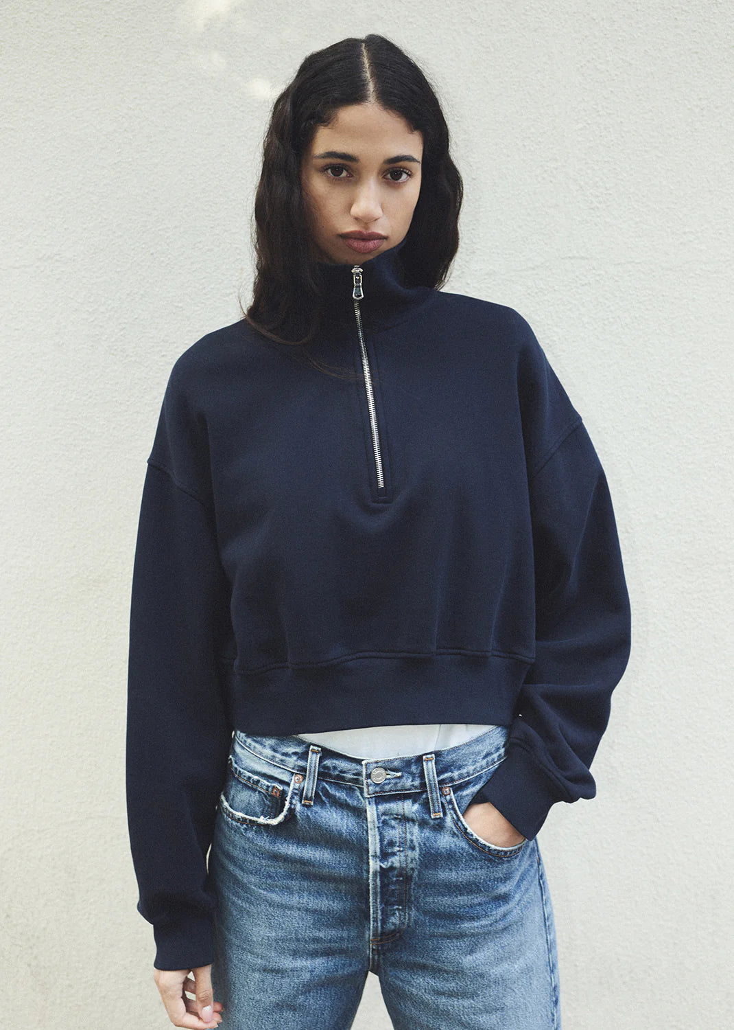 Fashion For Every Occasion Agolde Bethan Quarter Zip Sweatshirt in Mirage