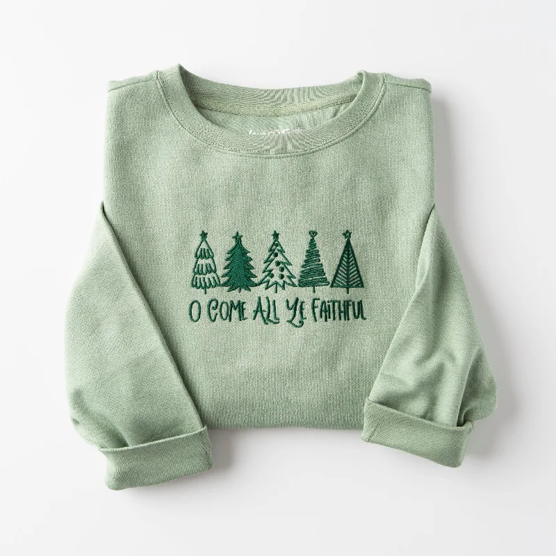Fashion Forward Femme Embroidered O Come All Ye Faithful Sweatshirt