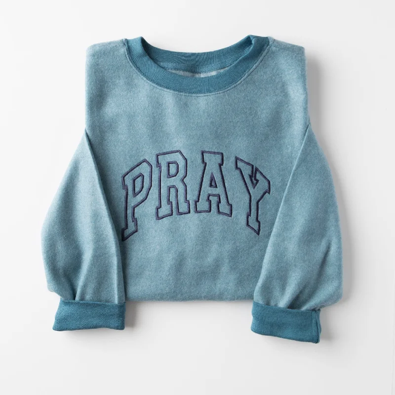 Effortless Sophistication Embroidered Pray Fuzzy Sweatshirt