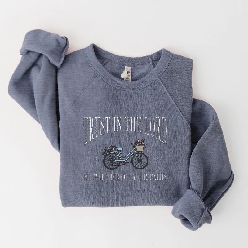 Dive Into Trendy Styles Embroidered Trust In The Lord Sweatshirt