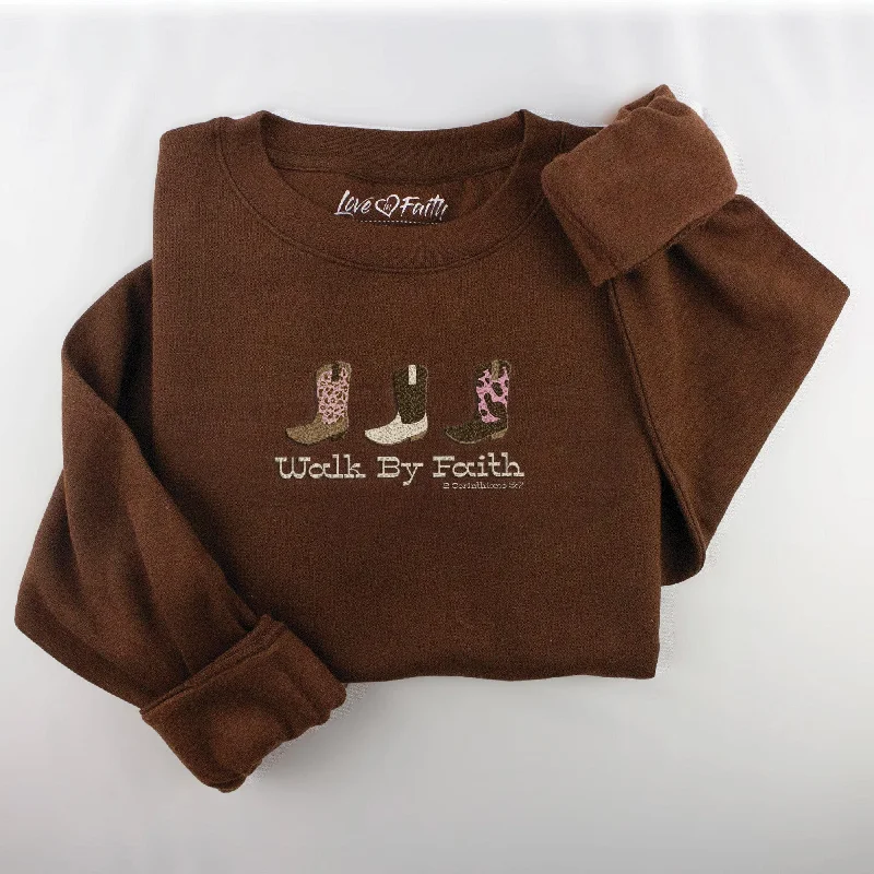 Elegant Attire For The Modern Lady Embroidered Walk By Faith Sweatshirt