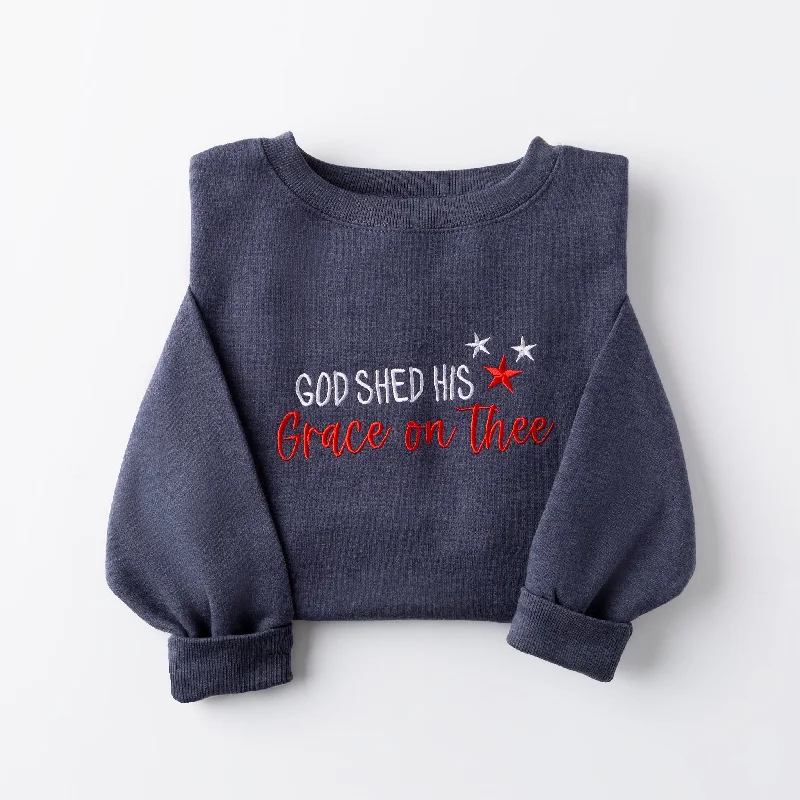 Trendy Street Style Embroidered God Shed His Grace Sweatshirt