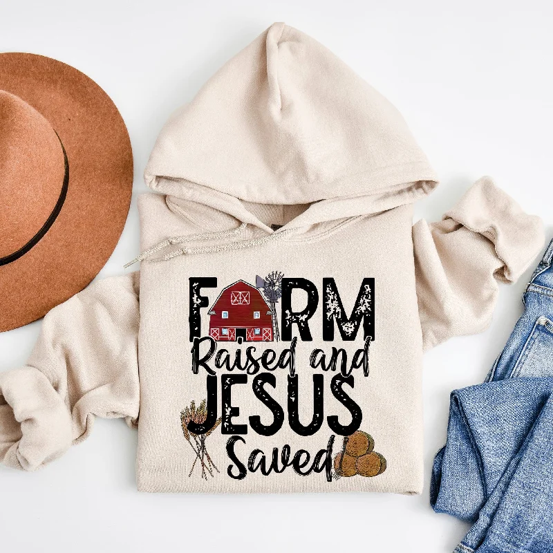 Wardrobe Refresh Farm Raised Jesus Saved Pullover Hoodie