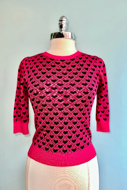 Luxury Style Heart Pullover Sweater in Raspberry Red by Voodoo Vixen