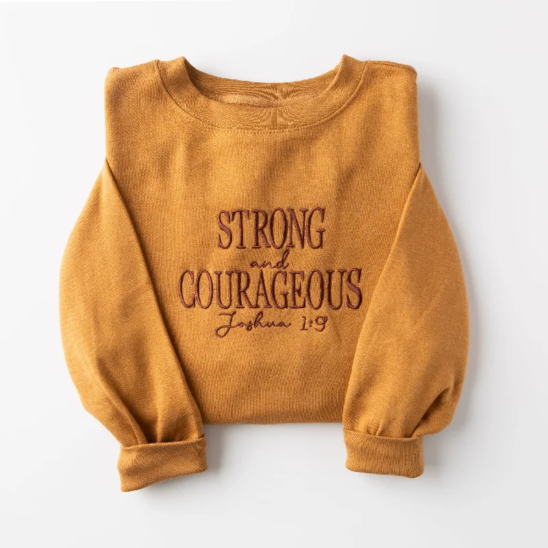 Classic Timeless Elegant Style Embroidered Strong and Courageous Sweatshirt