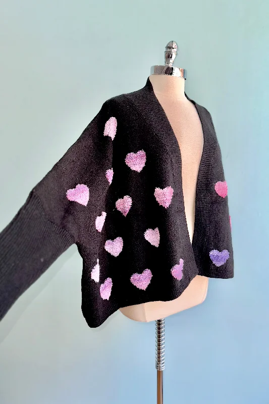 Athleisure Wear Promotion Ombre Heart Cardigan in Black